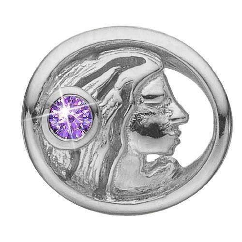 Christina Collect Sterling Silver Virgo Zodiac med lilla stein (23. august - 22. september)